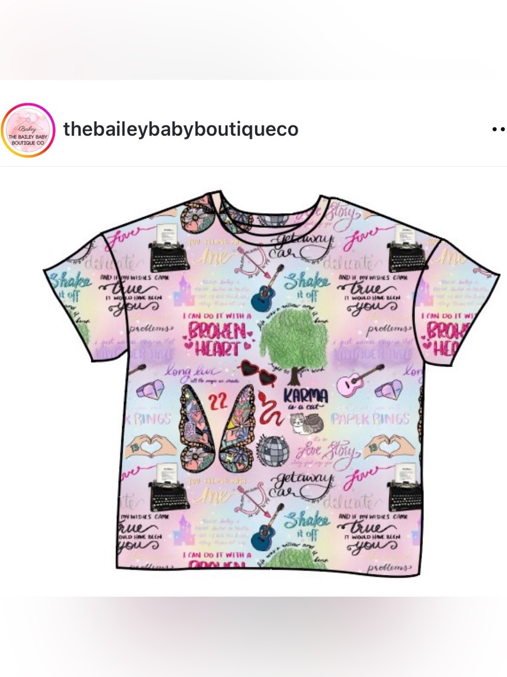 TAYLOR SWIFT Kids Graphic Short Sleeve Shirt -size 6/7